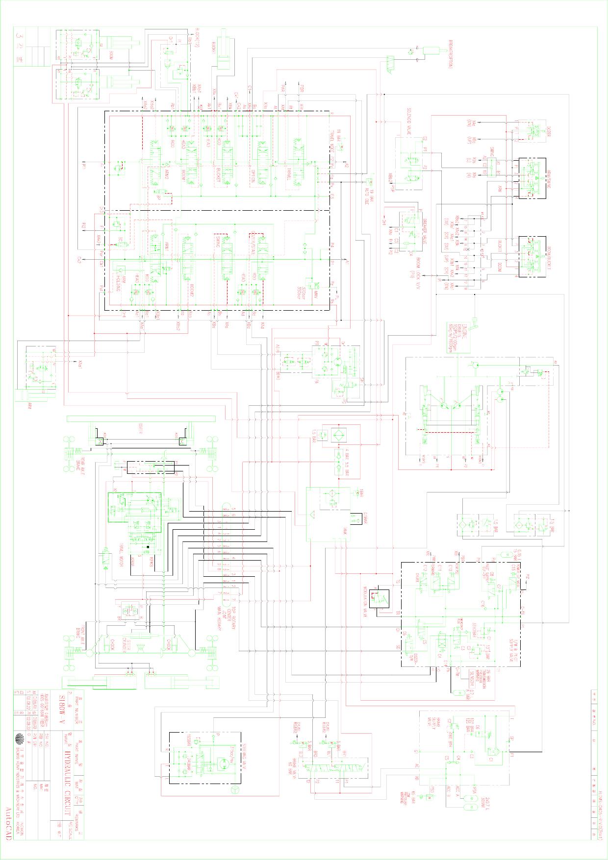S180W-V Hydraulic Circuit Diagram Schematic Daewoo Doosan